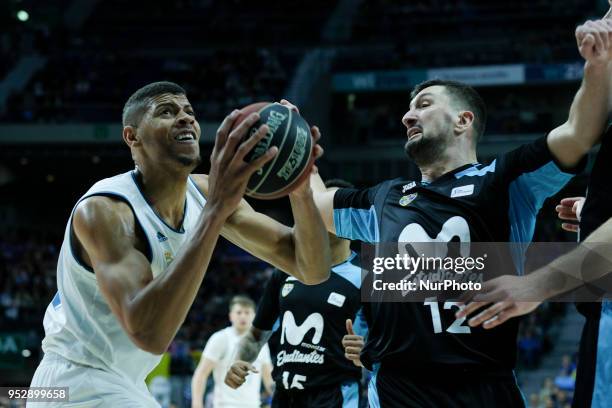 Of Real Madrid in action during a Liga Endesa Basketball game between Estudiantes and Real Madrid, at the Palacio de los Deportes, in Madrid, Spain,...