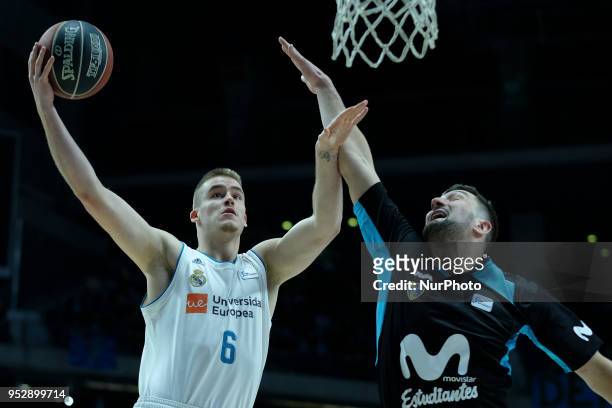 Of Real Madrid in action during a Liga Endesa Basketball game between Estudiantes and Real Madrid, at the Palacio de los Deportes, in Madrid, Spain,...