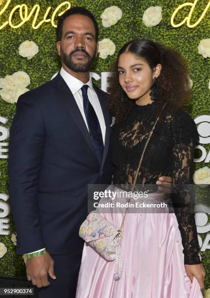 Actor Kristoff St. John and daughter Paris St. John attend the CBS Daytime Emmy After Party at Pasadena Convention Center on April 29, 2018 in...