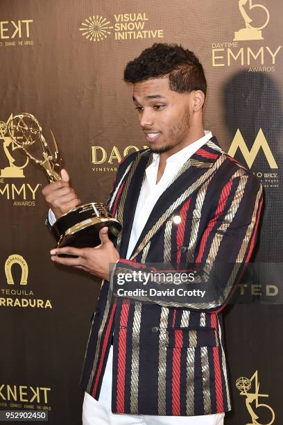 Rome Flynn attends the 2018 Daytime Emmy Awards Press Room at Pasadena Civic Auditorium on April 29, 2018 in Pasadena, California.