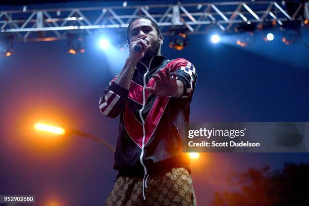 Rapper Dave East performs onstage at the Smokers Club Festival at The Queen Mary on April 29, 2018 in Long Beach, California.