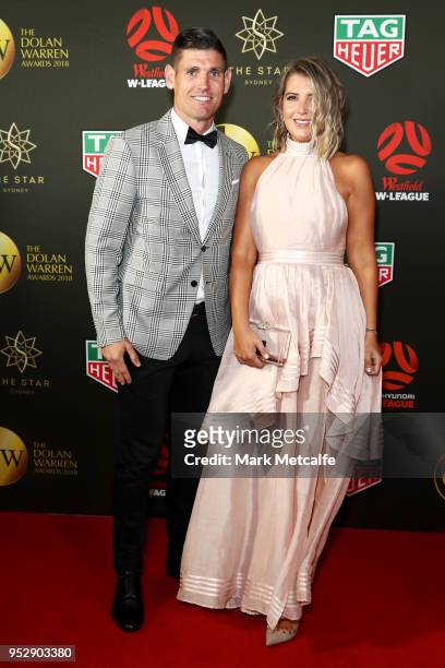 Liam Reddy and Christie Reddy arrive ahead of the FFA Dolan Warren Awards at The Star on April 30, 2018 in Sydney, Australia.