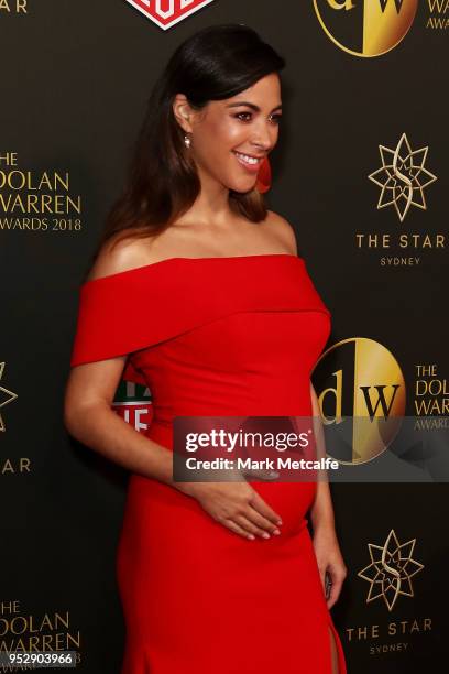 Tara Rushton arrives ahead of the FFA Dolan Warren Awards at The Star on April 30, 2018 in Sydney, Australia.