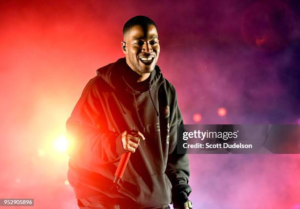 Rapper Kid Cudi performs onstage during the Smokers Club Festival at The Queen Mary on April 29, 2018 in Long Beach, California.