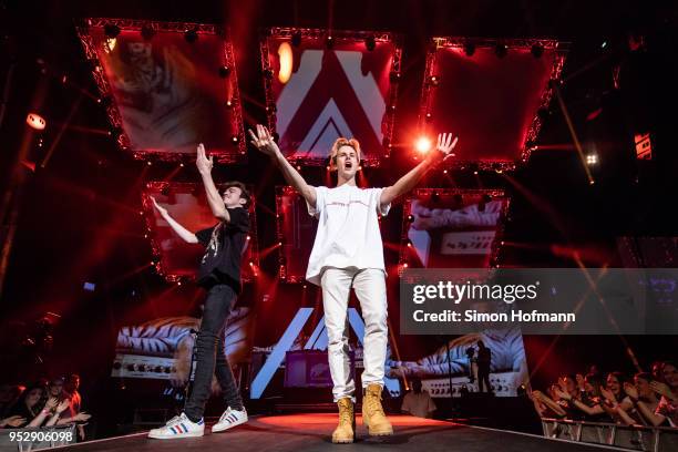 Ofenbach performs during the Radio Regenbogen 30th Anniversary Celebration at SAP Arena Mannheim on April 21, 2018 in Mannheim, Germany.