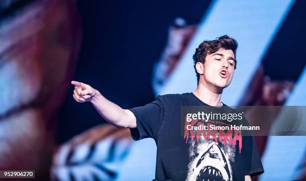 Ofenbach performs during the Radio Regenbogen 30th Anniversary Celebration at SAP Arena Mannheim on April 21, 2018 in Mannheim, Germany.