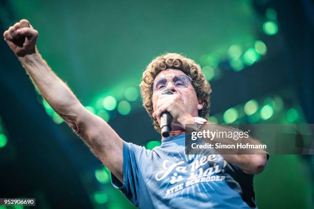 Atze Schroeder performs during the Radio Regenbogen 30th Anniversary Celebration at SAP Arena Mannheim on April 21, 2018 in Mannheim, Germany.