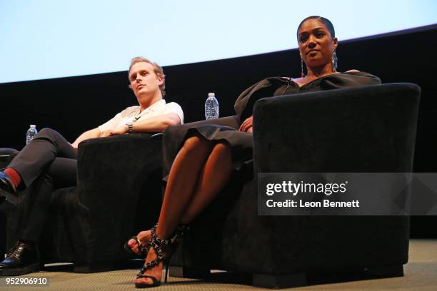 Actors John Early and Tiffany Haddish during panel discussion at the TBS' FYC Event For "The Last O.G." And "Search Party" at Steven J. Ross Theatre...
