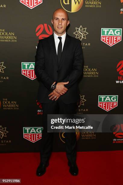 Mark Bresciano arrives ahead of the FFA Dolan Warren Awards at The Star on April 30, 2018 in Sydney, Australia.