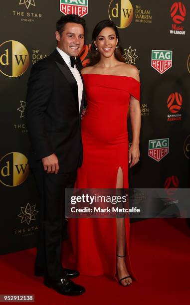 Cooper Cronk and Tara Rushton arrive ahead of the FFA Dolan Warren Awards at The Star on April 30, 2018 in Sydney, Australia.