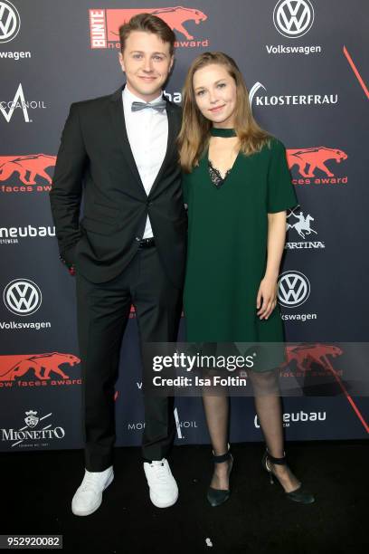 German actor Felix Jordan and German actress Marija Mauer attend the New Faces Award Film at Spindler & Klatt on April 26, 2018 in Berlin, Germany.