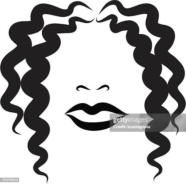 wavy beauty - african american women hair stock illustrations