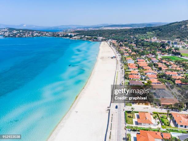 aerial view of ilica beach, cesme - izmir - izmir stock pictures, royalty-free photos & images