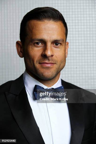 Bobo of Sydney FC poses with the A-League Nike Golden Boot Award award during the FFA Dolan Warren Awards at The Star on April 30, 2018 in Sydney,...