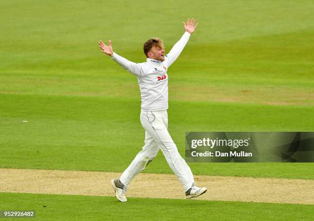 Sam Cook of Essex appeals unsuccessfully for the wicket of Kyle Abbott of Hampshire during day four of the Specsavers County Championship Division...