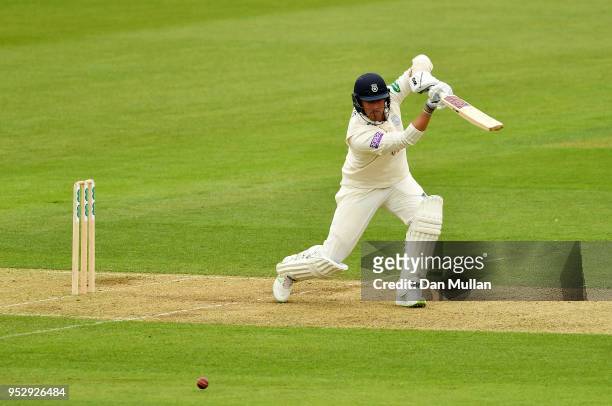 Kyle Abbott of Hampshire bats during day four of the Specsavers County Championship Division One match between Hampshire and Essex at Ageas Bowl on...