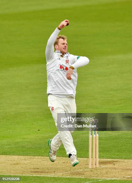 Simon Harmer of Essex bowls during day four of the Specsavers County Championship Division One match between Hampshire and Essex at Ageas Bowl on...