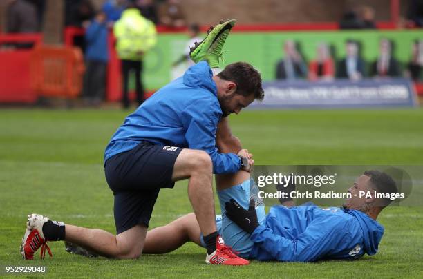 Coventry City's Jonson Clarke-Harris warms up