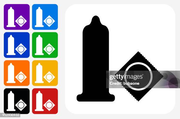 condom icon square button set - condoms stock illustrations
