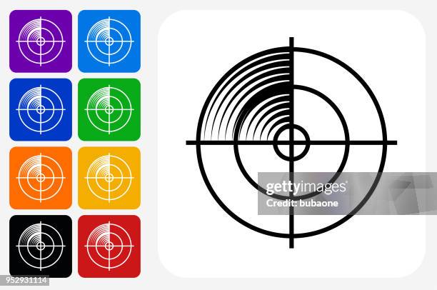 radar screen icon square button set - multiple computer screens white background stock illustrations