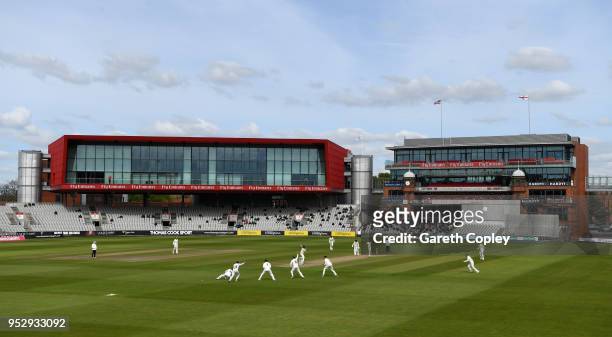 Amar Virdi of Surrey is dismissed by Graham Onions of Lancashire during day four of the Specsavers County Championship Division One match between...