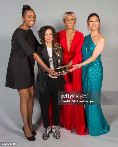 Aisha Tyler, Sara Gilbert, Eve, and Julie Chen pose for portrait at 45th Daytime Emmy Awards - Portraits by The Artists Project Sponsored by the...