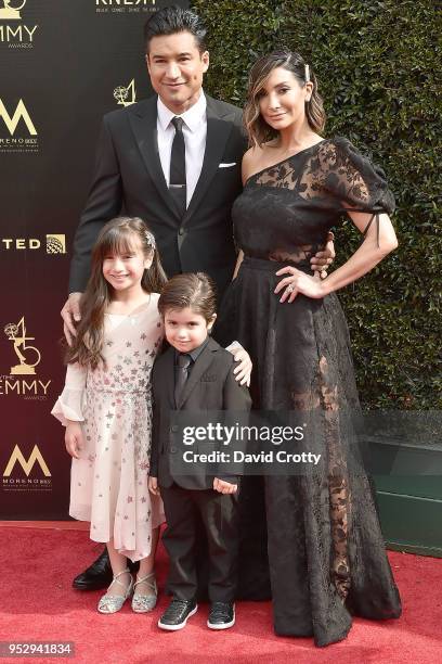 Mario Lopez, Courtney Lopez and Family attend the 2018 Daytime Emmy Awards Arrivals at Pasadena Civic Auditorium on April 29, 2018 in Pasadena,...