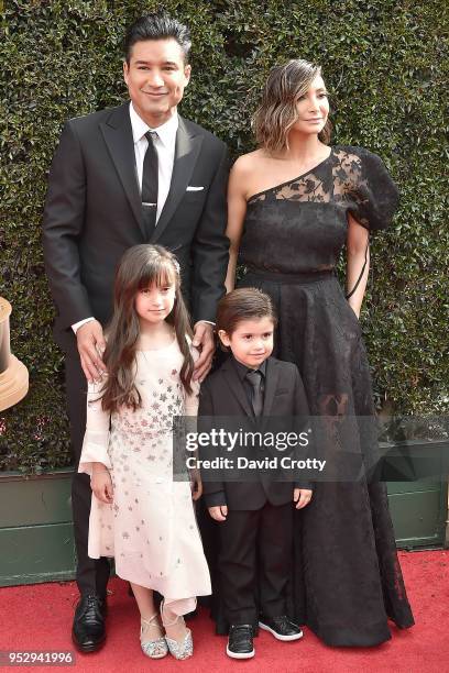 Mario Lopez, Courtney Lopez and Family attend the 2018 Daytime Emmy Awards Arrivals at Pasadena Civic Auditorium on April 29, 2018 in Pasadena,...