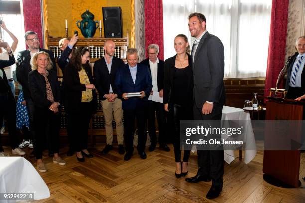 Caroline Wozniacki together with her fiancé David Lee at Copenhagen City Hall where she is invited as guest of honour prior to this evenings...