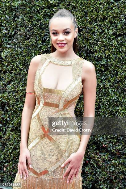 Reign Edwards attends the 2018 Daytime Emmy Awards Arrivals at Pasadena Civic Auditorium on April 29, 2018 in Pasadena, California.