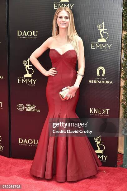 Kelly Kruger attends the 2018 Daytime Emmy Awards Arrivals at Pasadena Civic Auditorium on April 29, 2018 in Pasadena, California.