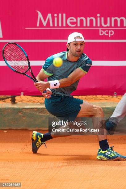 Tim Smyczek from United States of America in action during the match between Tim Smyczek and Frederico Gil for Millennium Estoril Open 2018 at Clube...