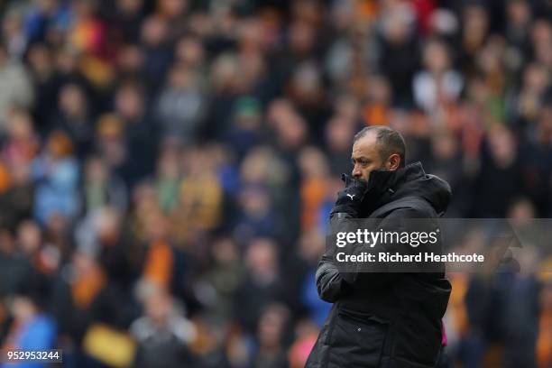 Nuno Espirito Santo, Manager of Wolverhampton Wanderers looks on during the Sky Bet Championship match between Wolverhampton Wanderers and Sheffield...