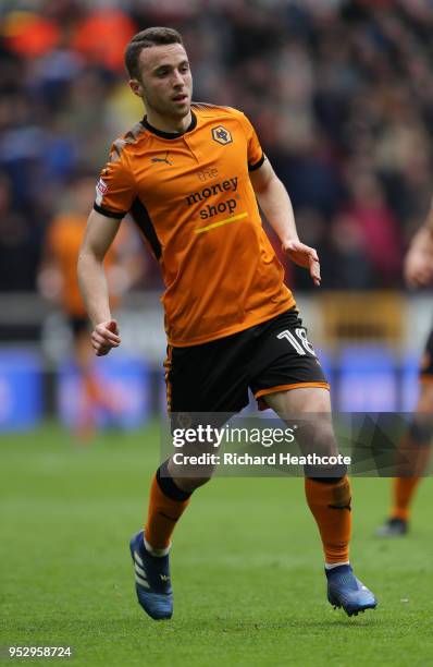 Diogo Jota of Wolverhampton Wanderers in action during the Sky Bet Championship match between Wolverhampton Wanderers and Sheffield Wednesday at...