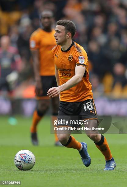 Diogo Jota of Wolverhampton Wanderers in action during the Sky Bet Championship match between Wolverhampton Wanderers and Sheffield Wednesday at...
