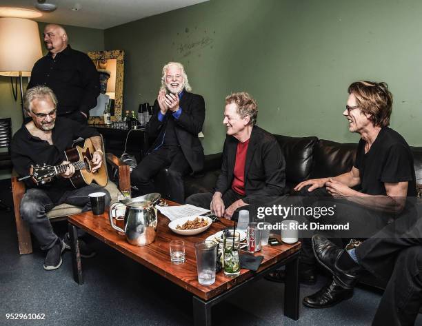 Paul Guzzone, Ira Siegel, Joe Mennonna of Bacon Brothers Band, Host/Rolling Stones Keyboardist Chuck Leavell, Michael Bacon and Kevin Bacon of Bacon...