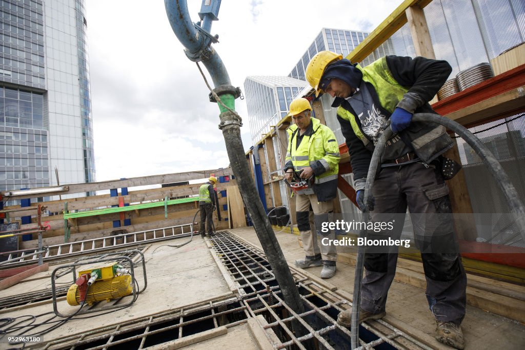 Construction Inside Omniturm Tower As German Residential Property Prices Rise At Fastest Pace In Decades