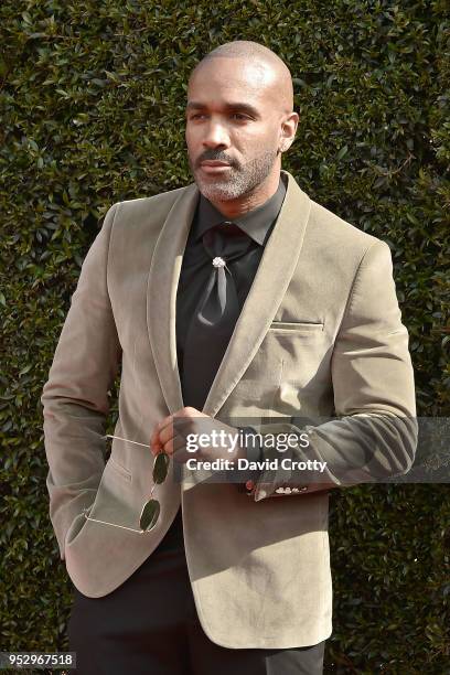 Donnell Turner attends the 2018 Daytime Emmy Awards Arrivals at Pasadena Civic Auditorium on April 29, 2018 in Pasadena, California.