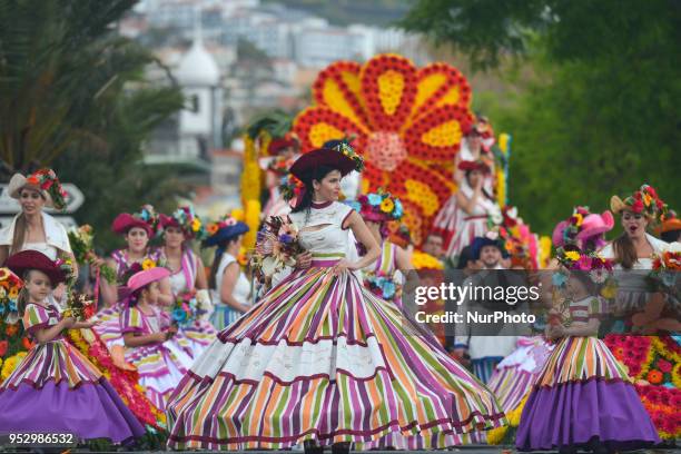 Madeira Flower Festival Parade 2018 in Funchal, the capital of Madeira Island. The Flower Festival is one of Madeira biggest celebrations and a...