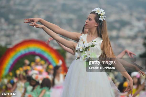 Madeira Flower Festival Parade 2018 in Funchal, the capital of Madeira Island. The Flower Festival is one of Madeira biggest celebrations and a...