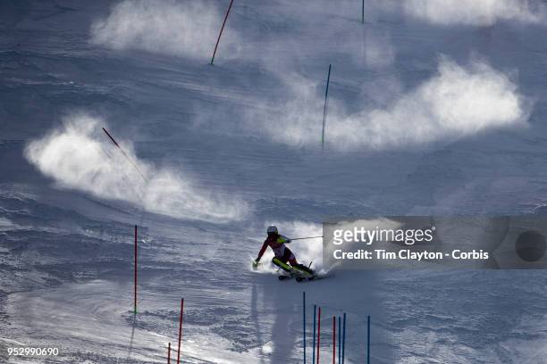 Wendy Holdener of Switzerland in action in the early morning first run in the Alpine Skiing - Ladies' Slalom competition at Yongpyong Alpine Centre...