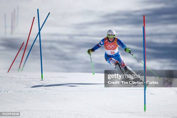 Veronika Velez Zuzulova of Slovakia in action during the Alpine Skiing - Ladies' Slalom competition at Yongpyong Alpine Centre on February 16, 2018...