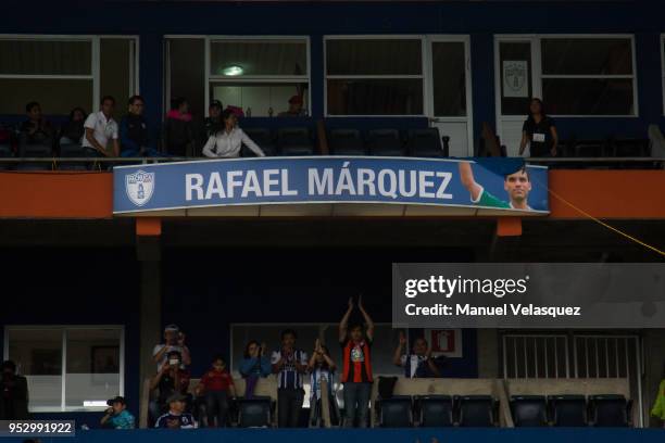 Rafael Marquez of Atlas unveils his name during his tribute prior the 17th round match between Pachuca and Atlas as part of the Torneo Clausura 2018...