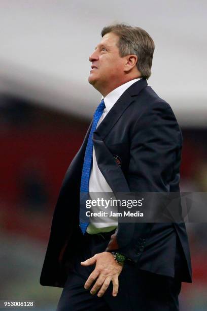 Miguel Herrera, Coach of America during the 17th round match between America and Santos Laguna as part of the Torneo Clausura 2018 Liga MX at Azteca...