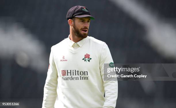 Jordan Clark of Lancashire during day four of the Specsavers County Championship Division One match between Lancashire and Surrey at Old Trafford on...