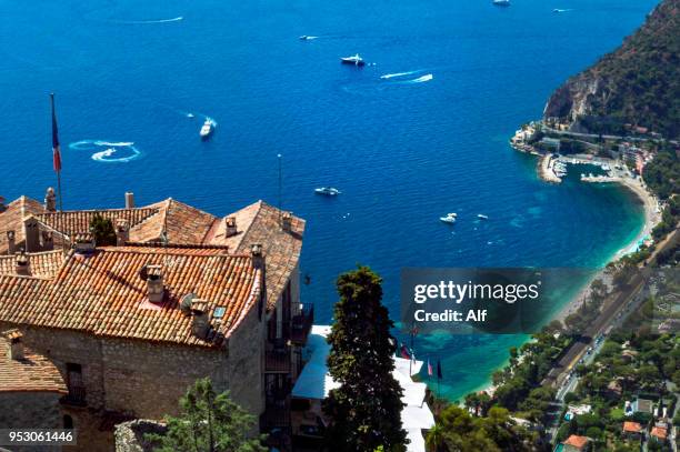 medieval village of eze, french riviera, france - eze village stock-fotos und bilder