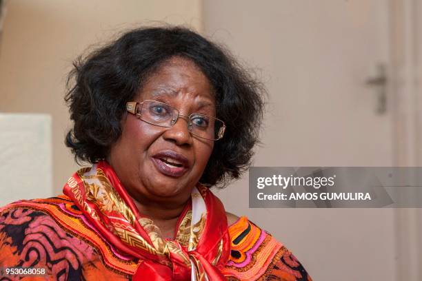 Malawi's former president Joyce Banda speaks during an interview to Agence France-Presse at her residence in her home village at Domasi in Zomba,...