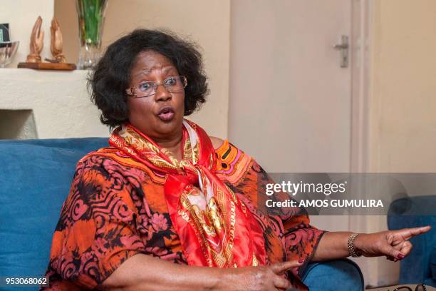 Malawi's former president Joyce Banda speaks during an interview to Agence France-Presse at her residence in her home village at Domasi in Zomba,...