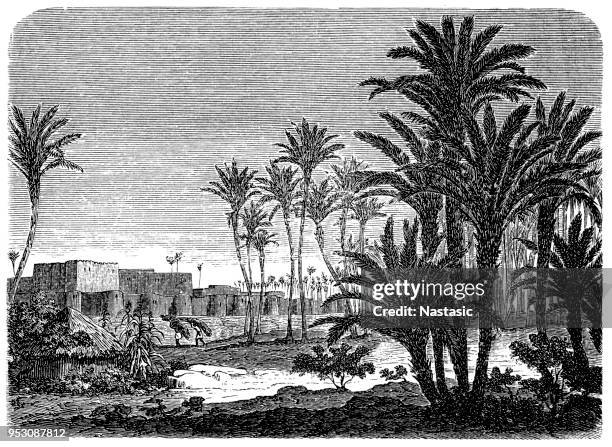 murzuk or murzuq is an oasis town and the capital of the murzuq district in the fezzan region of southwest libya - libyan culture stock illustrations