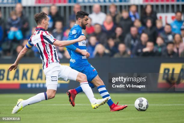 Freek Heerkens of Willem II, Youness Mokhtar of PEC Zwolle during the Dutch Eredivisie match between PEC Zwolle and Willem II Tilburg at the MAC3Park...